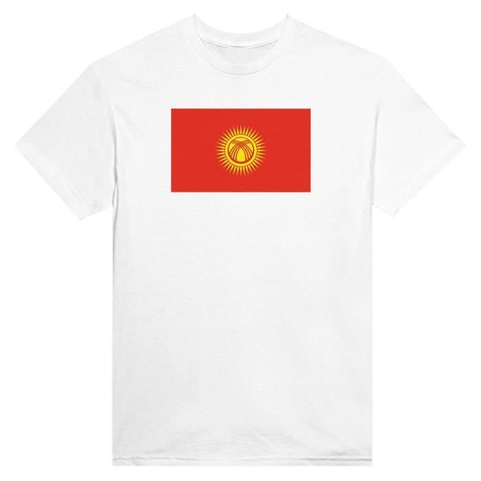 T-shirt - PIXELFORMA - Drapeau du Kirghizistan - 100% coton - Manches courtes - Col classique