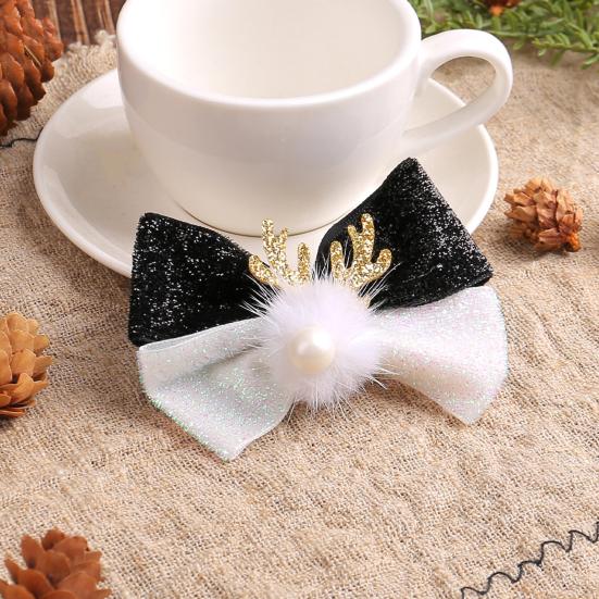 Рождественские заколки для волос, заколка-бант из рогов оленя с меховым шариком, рождественский бант, головной убор для женщин и девочек, праздничный аксессуар для волос