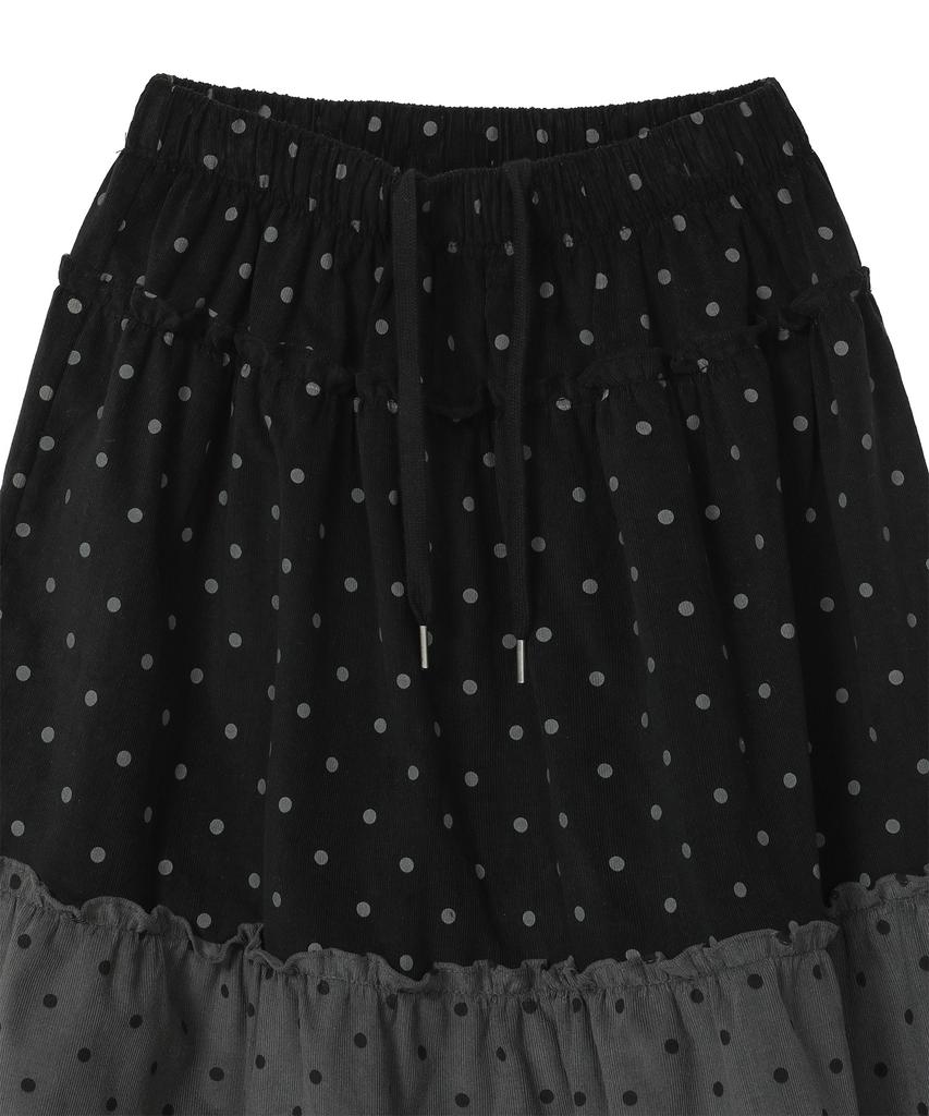 Baup Vintage Frill Skirt [Black Dots]