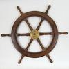 Benzara Ships Helm Wooden Ship Wheel Helm Decor with Brass Center MD-BEWO-5WX0