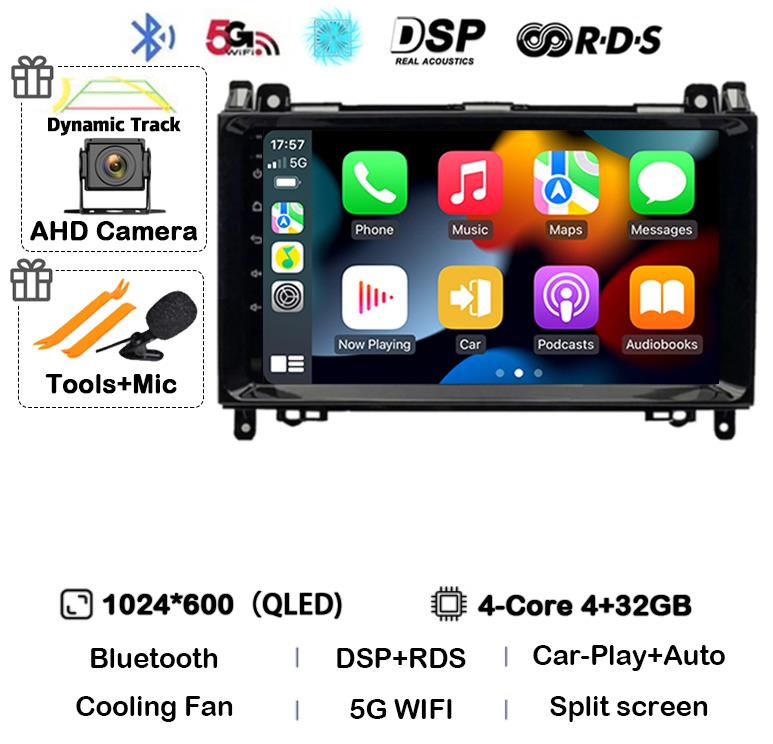 Android 14 автомобильное радио для Mercedes Benz B200 Sprinter W906 W639 AB Class W169 W245 Viano Vito Мультимедиа GPS стерео видеоплеер