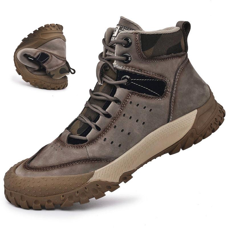 Модный Роскошный Бренд Мужские Ботинки Высокого Качества Нескользящие Уличные Ботинки Натуральная Кожа Мужская Повседневная Обувь Зимние Толстая Подошва Теплые Мужские Ботинки