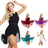 Women's Retro V Neck Chiffon Skirt Ballet Leotard Asymmetric Lyrical Dance Dress