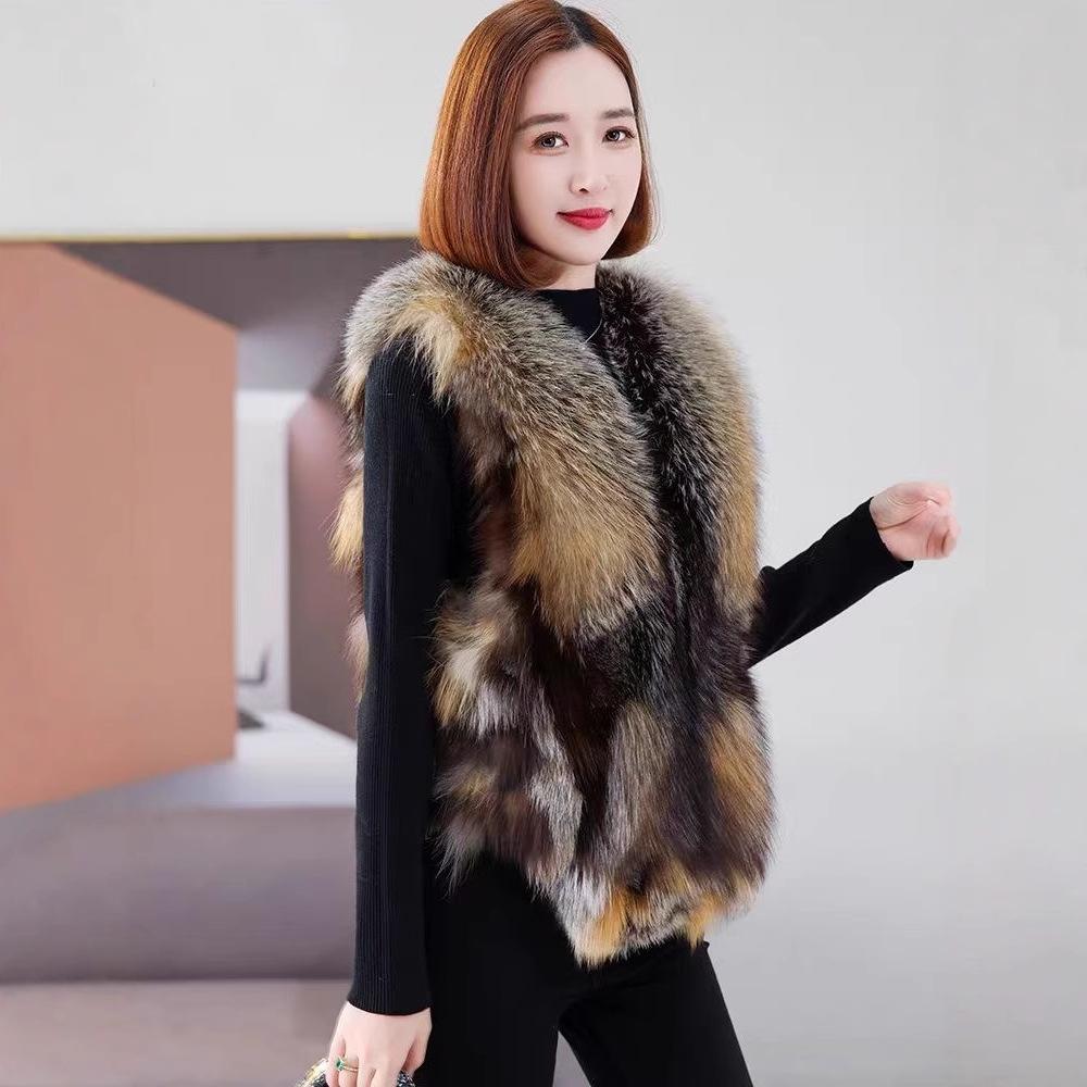 Autumn and winter, fox fur vest women's short slim-fitting fur coat vest fur vest coat trend