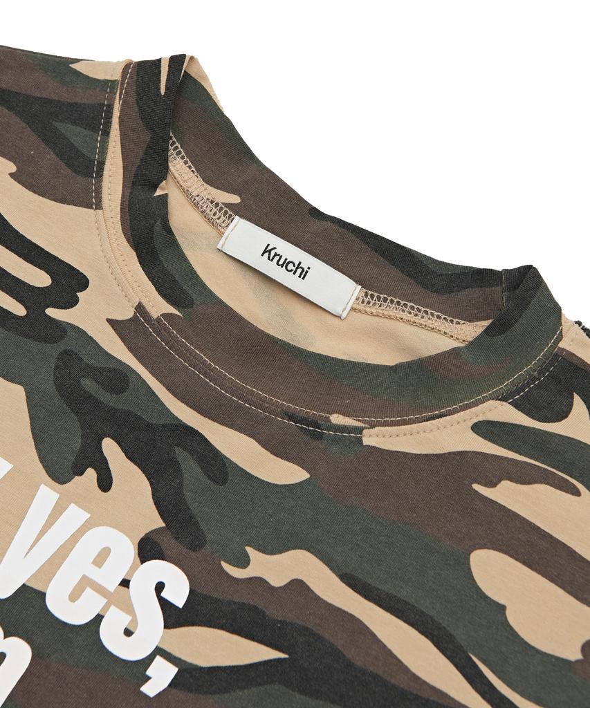 Укороченная футболка Keuluchi "Всегда опаздывает" (Camo)