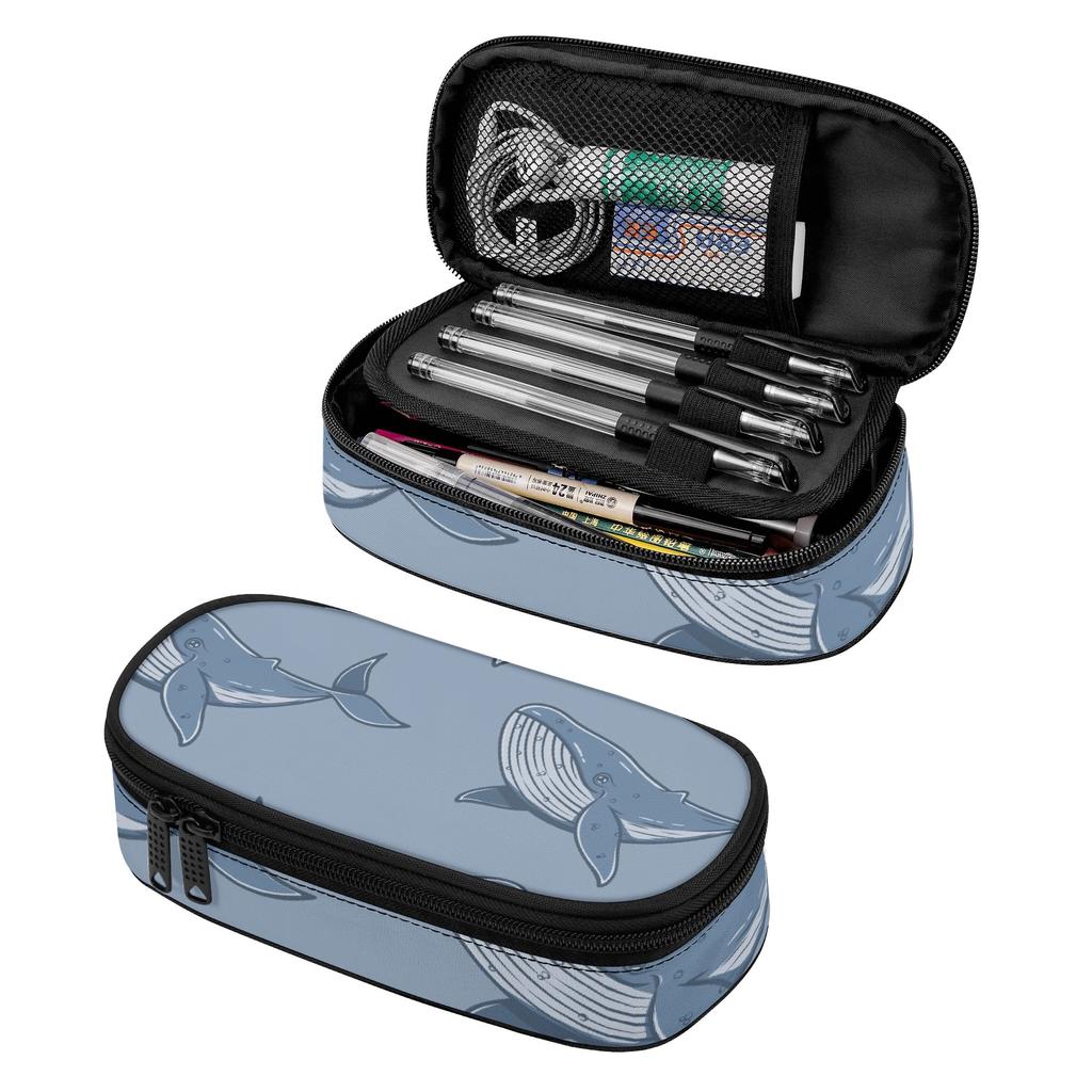 Pen Pencil Organizer High Capacity Smooth Zipper 300D Polyester with Main Pocket Mesh Layer and Removable Pen Divider for Students