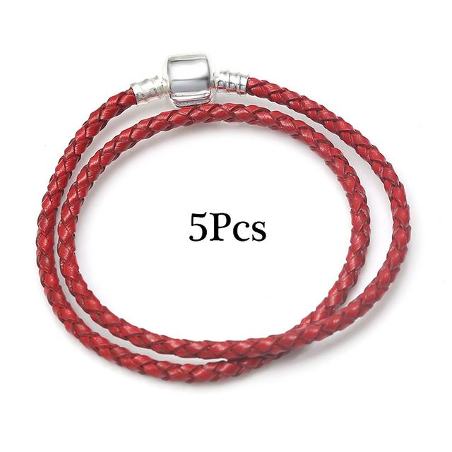 5pcs /Lot Sale Popular Charm Bracelets Diy Elegant Leather Chain Charms Bracelets Bangles For Women Jewelry Gift
