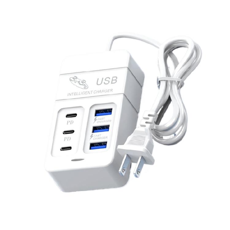 6-портовое зарядное устройство для телефона Type C USB Настольный настенный адаптер для зарядки 35 Вт Удлинительный кабель-розетка для мобильного телефона Док-станция