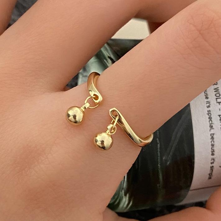 PONYKISS  Минималистичное кольцо-подвеска с круглой бусиной из стерлингового серебра для женщин  Модное регулируемое  Персональные аксессуары