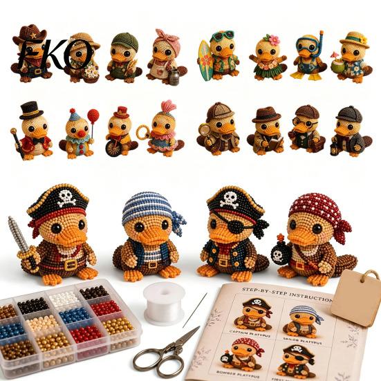Hand-stringing Bead Kit 3D Beaded Platypus DIY Kit, Tiny Animal Crafting Set, Making Beginner Beading Set for Adults, Creative Decoration, Birthday
