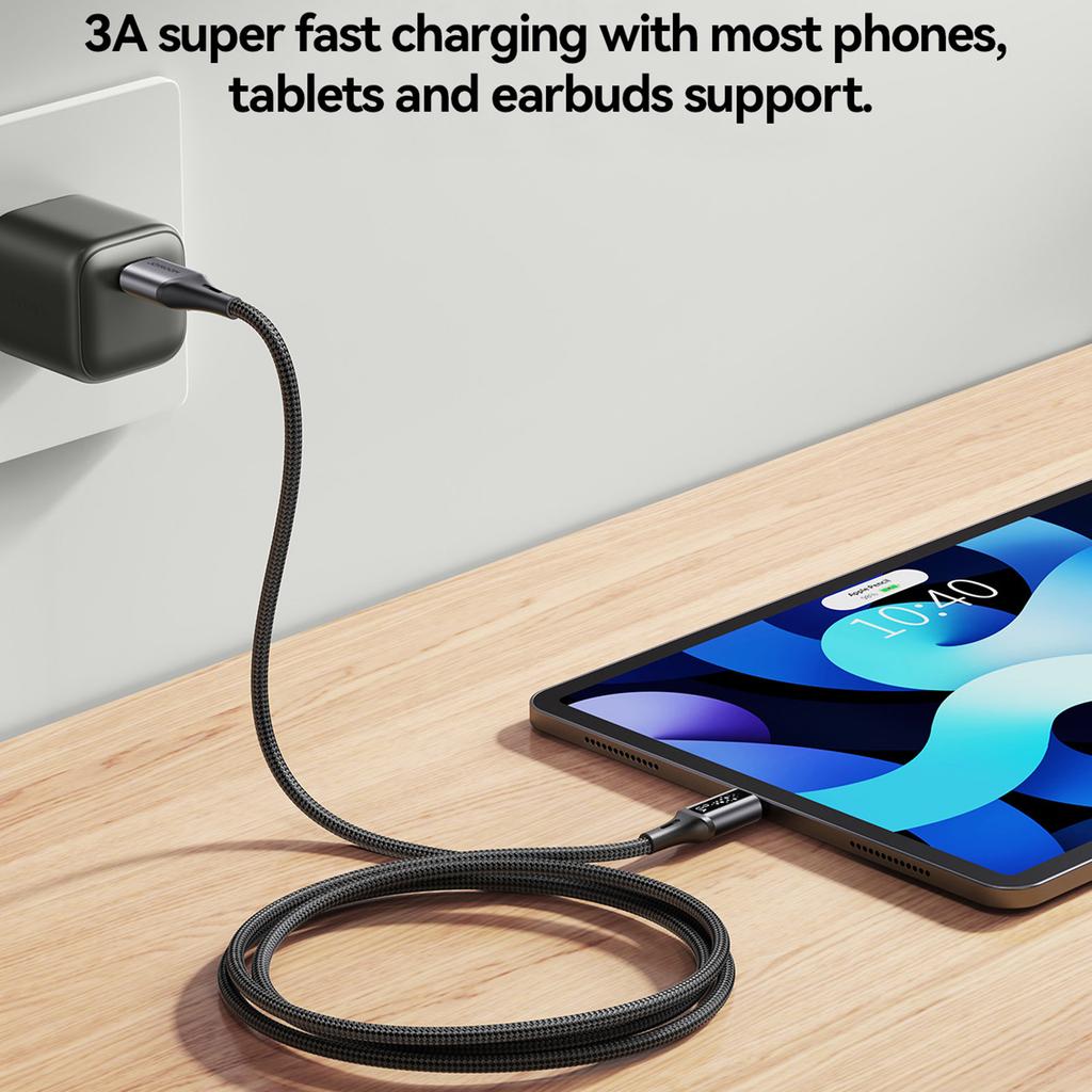 JOYROOM S-A60 1.2m 3A USB-A to Type-C Cable Fast Charging Data Sync Nylon Braided Cord