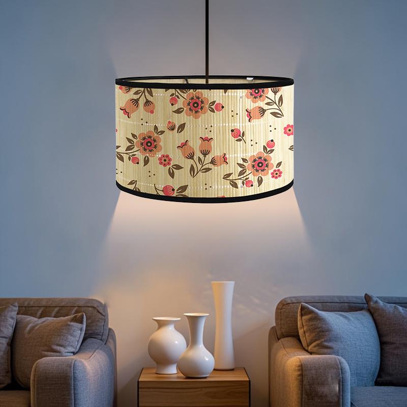 1PC Ethnic Style Ceiling Light Fixture Artistic Bamboo Pendant Light Bohemian Bamboo Lamp Shade Sustainable 30x30x20cm