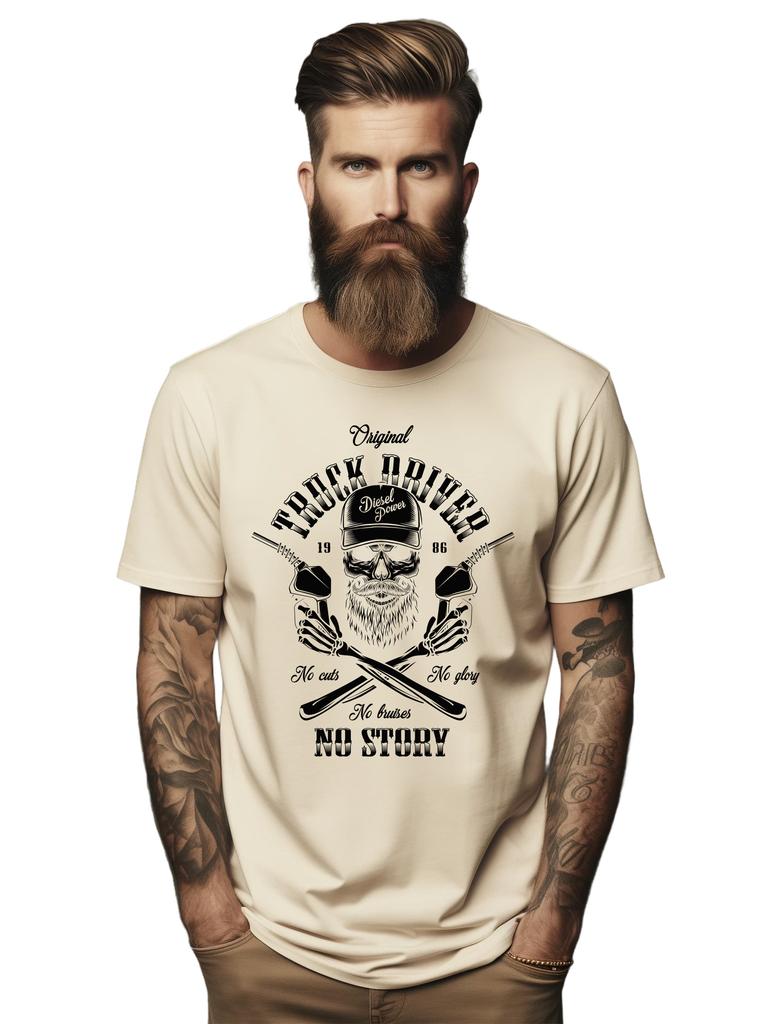 PrintBar Original Truck Driver Skull Beard t-shirt - Funny and Badass! Funny t-s