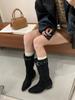 Vintage 2025 Autumn and Winter New Thick Heel Buckle with Western Cowboy British Style Knight Boots Casual Mid Boots