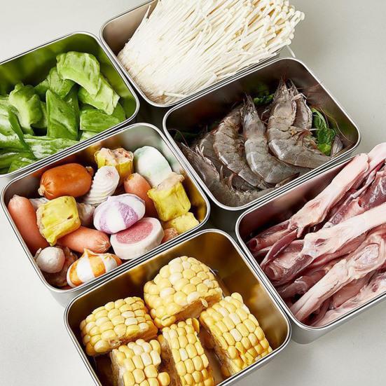 Ланч-бокс из нержавеющей стали с крышкой, герметичный, квадратный, для приготовления еды, обеда, хранения в холодильнике, штабелируемый, безопасный для духовки, контейнер для хранения продуктов