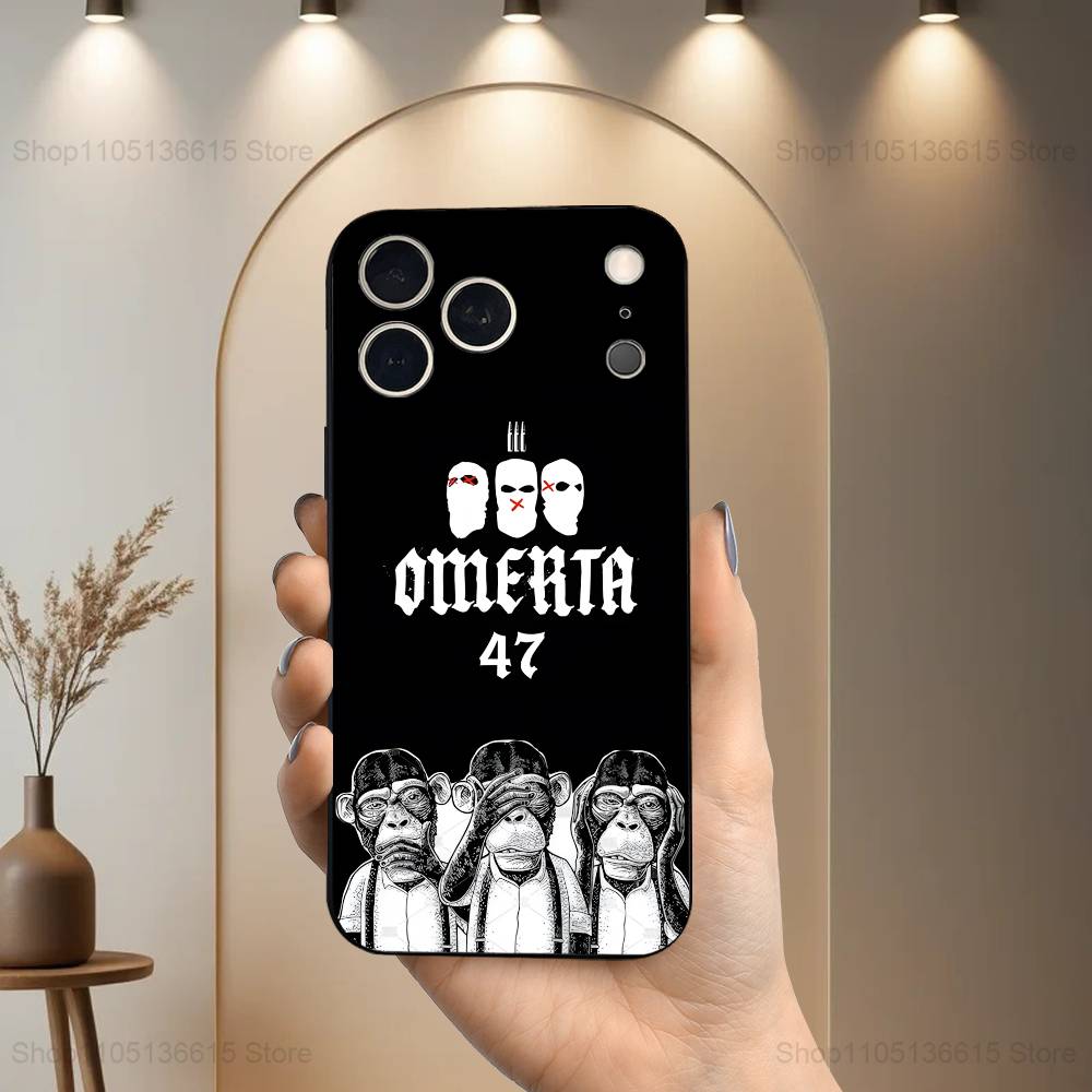 Singer 47 O-Omerta M-Maes Phone Case For iPhone 17,16,15,14,13,12,11 Plus,Pro Max,XS,X,XR,SE,Mini,8,7,Soft Silicone Black Cover