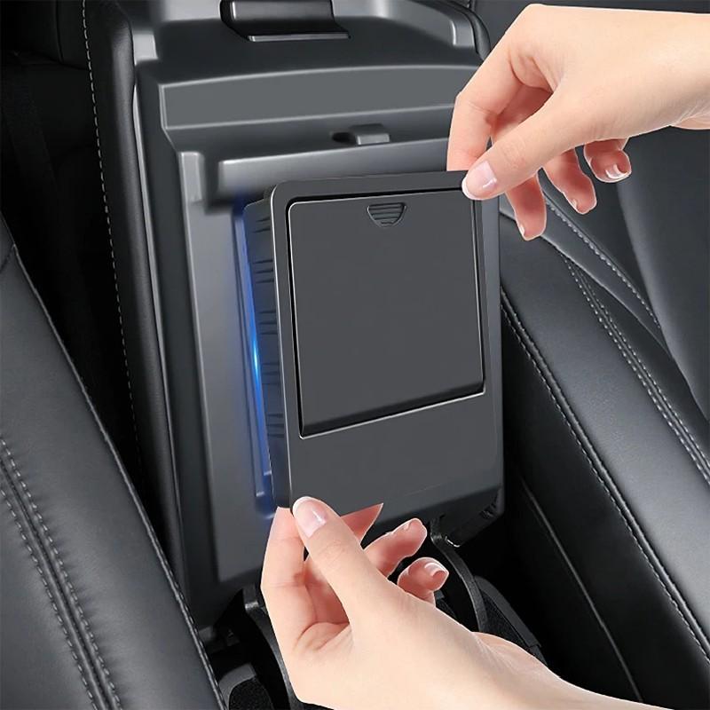 For Tesla Model 3 Y 2017 2018 2019 2020 2021 2022 2023 Armrest Hidden Button Storage Box Sundries Organizer Tray Car Accessories