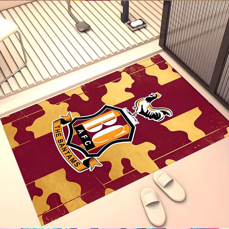 Bradford City AFC Print Rug, Washable Floor Carpet, For Entryway Dorm Laundry Room Office Study, Home Decor Birthday Christmas Gift