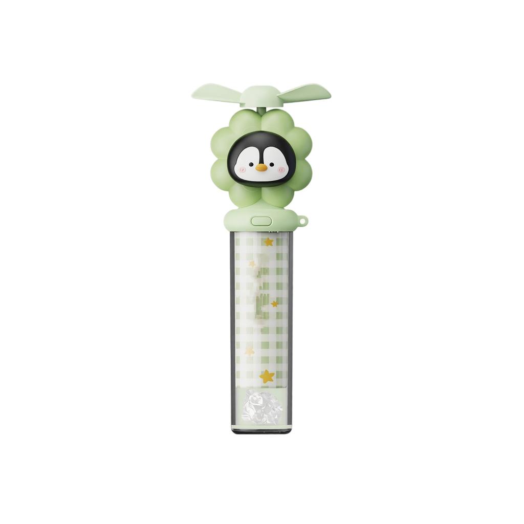 Portable Handheld Rechargeable Fan for Kids with Three Speed Settings USB Type-C Charging and 1 to 3 Hours Runtime Compact Penguin Design