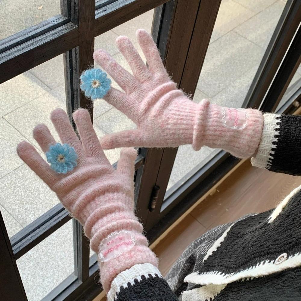 Soft Warm Knitted Winter Gloves Spring Full Finger Gloves For Women