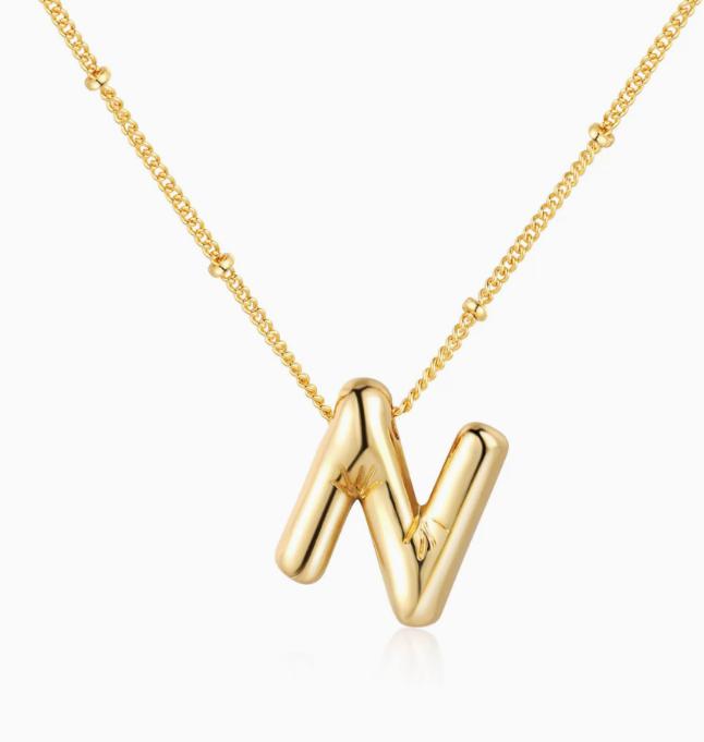 LT-12056 Stainless Steel 18K Gold Balloon Letter Necklace Silver Bubbles 26 English Alphabet Pendants Jewelry