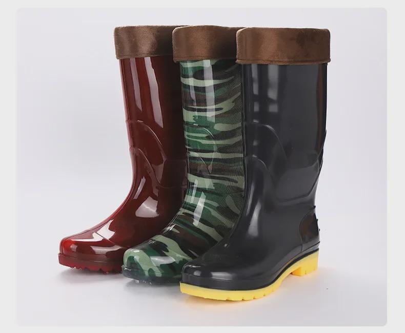 Бесплатная доставка: Мужские высокие резиновые сапоги, теплая сетка, нескользящие, износостойкие, строительные, с длинным берцем, резиновые водолазные сапоги.