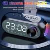 Wireless Bluetooth Speaker FM Radio Mini Portable LED Colorful Light Mirror Double Alarm Clock Desktop Bluetooth Speaker Support TF Card Aux