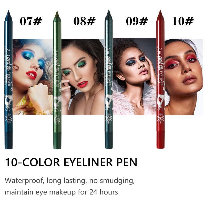 Долговечный карандаш для подводки глаз, красочный пигмент, водостойкий синий, черный, белый цвет, гелевая подводка для глаз, ручка для макияжа, косметика для красоты глаз