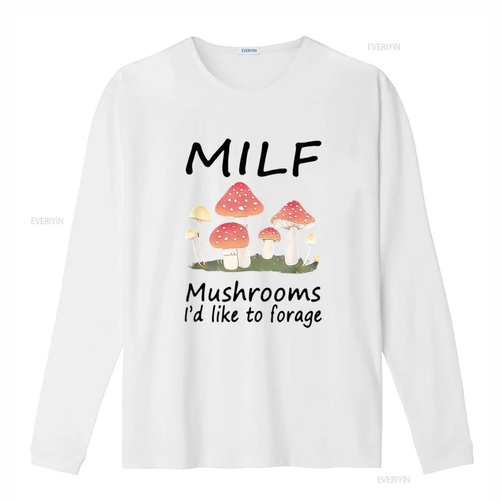 M I L F Грибы d Любят Собирать Одежда Женская Футболка Белая винтажная Стиранная Удобная Дышащая Мягкая Стильная homme