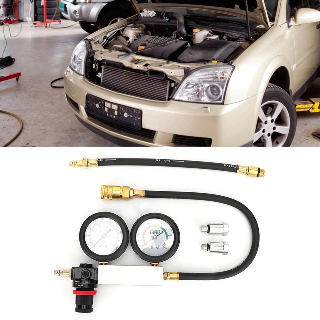 Тестер утечки цилиндра Двойной манометр Комплект детектора утечки компрессии 0 7 бар 0 100 фунтов на кв. дюйм