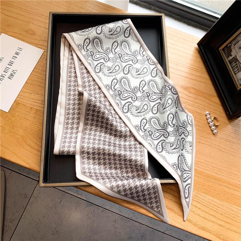 Luxury Long Silk Scarf Female Animal Horse Print Thin Narrow Scarf Bag Hair Band Ribbon Scarfs Women Neckerchief