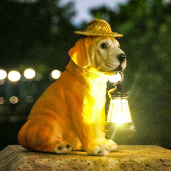 Солнечный садовый светильник из смолы в виде щенка с солнечным светодиодным фонарем, наружный декор, устойчивый к погодным условиям