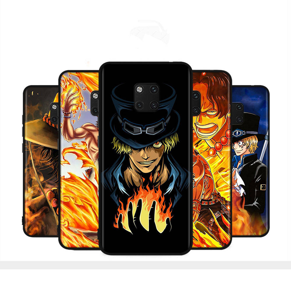 WD29 One Piece Sabo Ace Black Sofe Case for iPhone 16 15 Plus 14 13 Pro 8 SE XR XS Max P30 Nova 5T Y5P Y6 Y7 Y8P Y9 Realme C30 C33 C31 VIVO Y36 V27