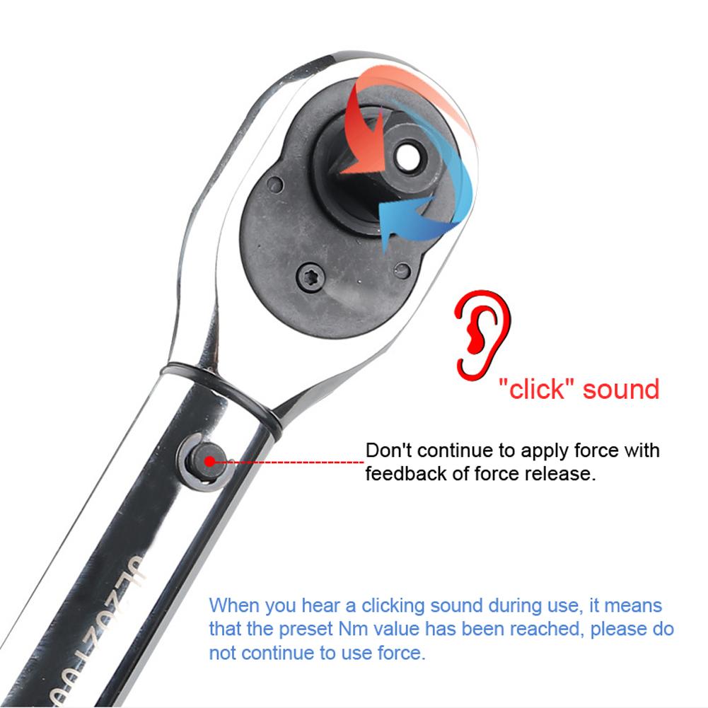 Динамометрический ключ с регулируемым крутящим моментом 1/2 дюйма, 20~210 Нм, для ремонта автомобиля, из хром-ванадиевой стали, высокоточный динамометрический ключ