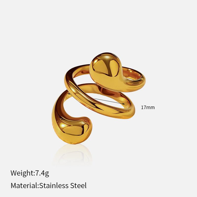 European and American fashion influencer bestseller: glossy open titanium steel ring, stainless steel plated with 18K gold, niche ring for women
