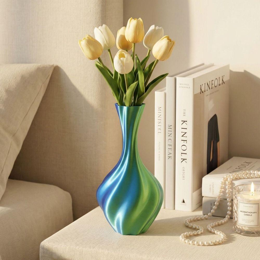 Gradient Color Modern Twisted Flower Bottle Decorative Flowerpot  Home Desktop Decorations