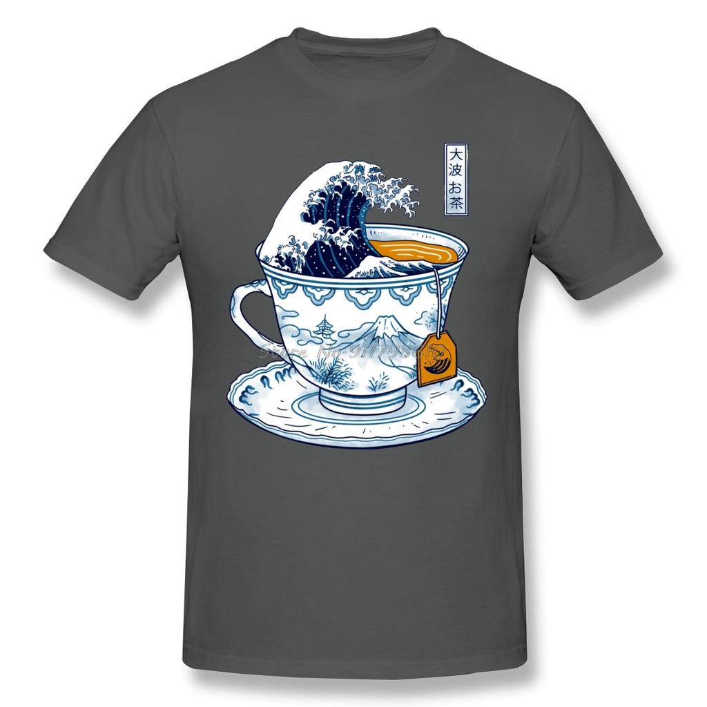 The Great Kanagawa Tea Japan Tshirt Men Oversize Oneck Cotton Short Sleeve Men Shirt Tees Harajuku Streetwear