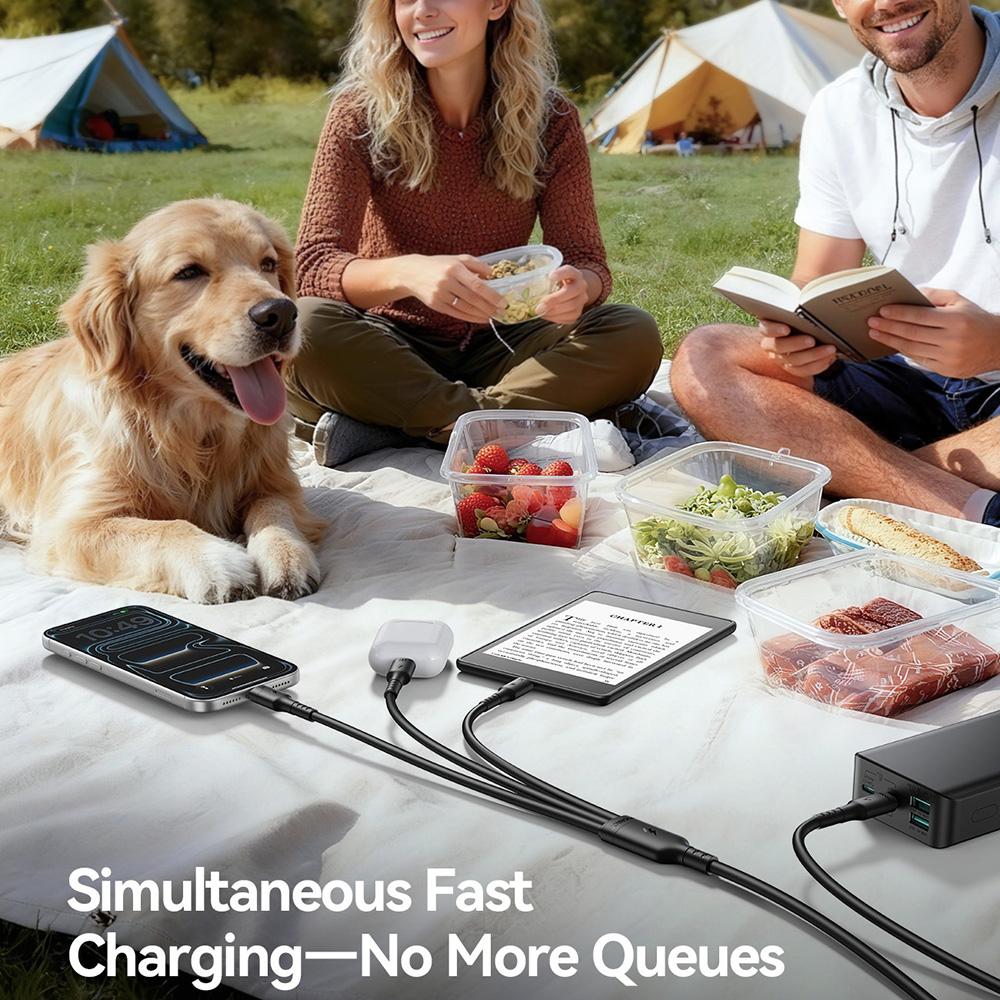 JOYROOM S-A61 3 in 1 Charging Cable Type-C to Type-C/iP/Micro USB 3.5A 1.2m Fast Charging Cord