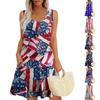 Женские летние платья с принтом, свободные платья-сарафаны без рукавов с U-образным вырезом и карманами
