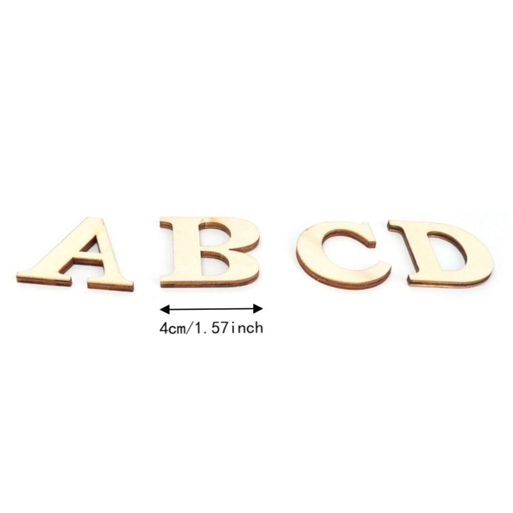 124Pcs Wood Wood Letter Chips 4cm Home Decoration Chips Wooden Craft Pieces Spelling Learning