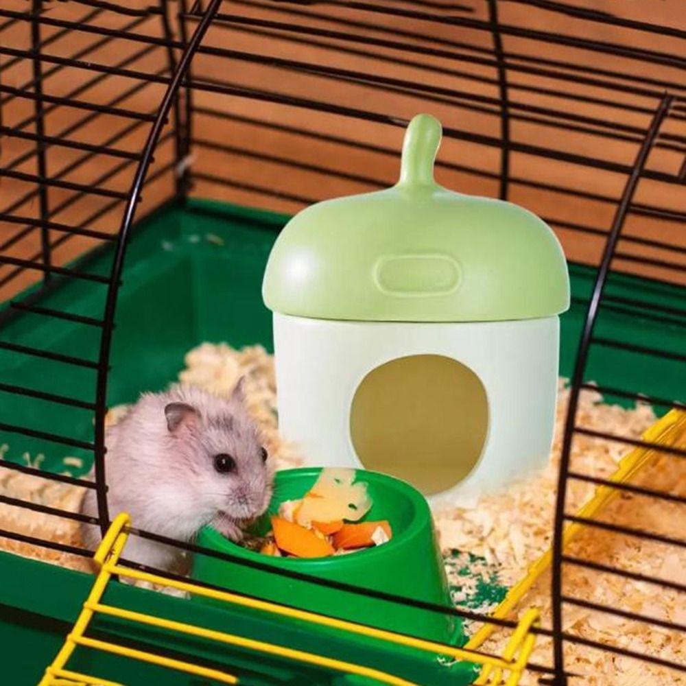 Unique Acorn Hamster Ice Cage Cute Cooling Hamster Cooling Nest Decorative Ceramic Nest Dodge House for Dwarf Mouse Chipmunk
