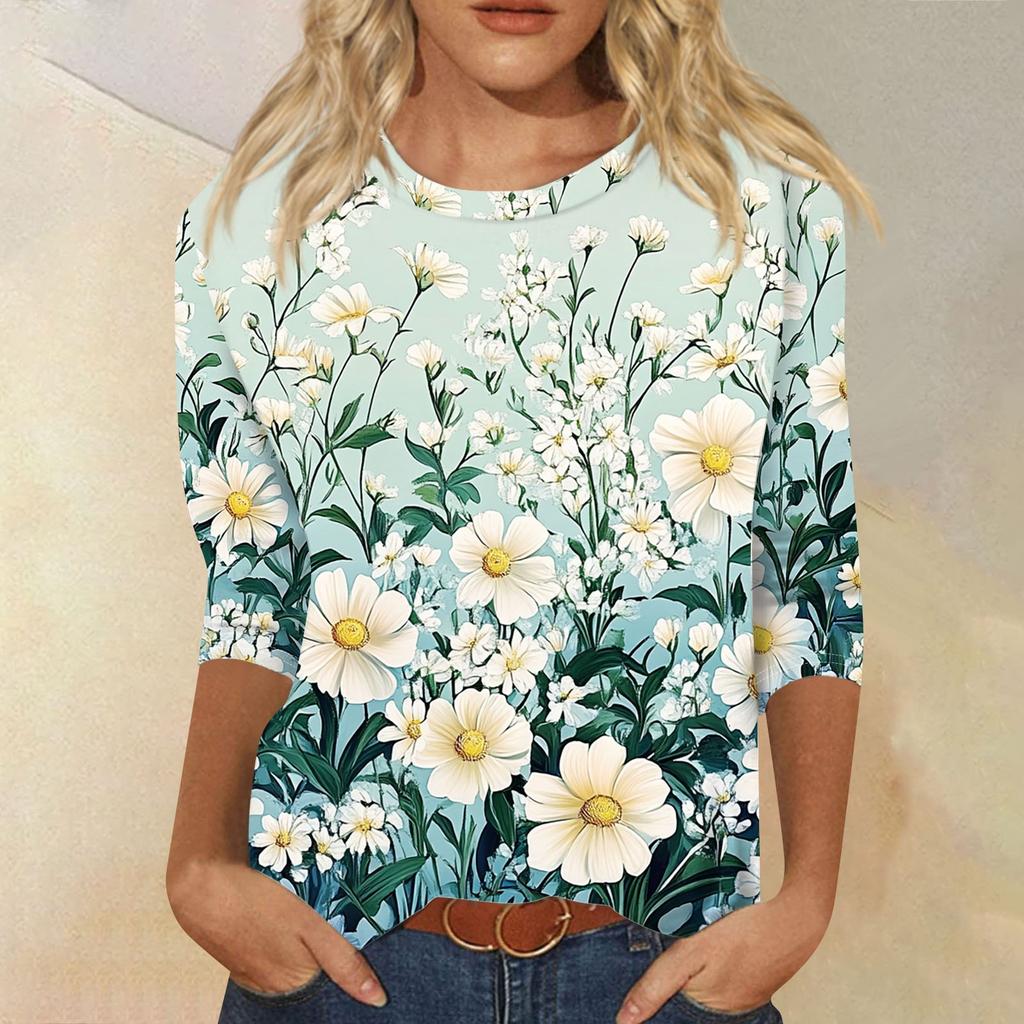 Женский модный повседневный пуловер с воротником три четверти и принтом