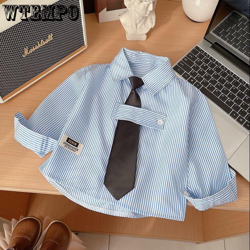 Children's Striped Long Sleeved Shirt Spring Boys' Shirt Stylish Baby Boys' Collar Top Versatile