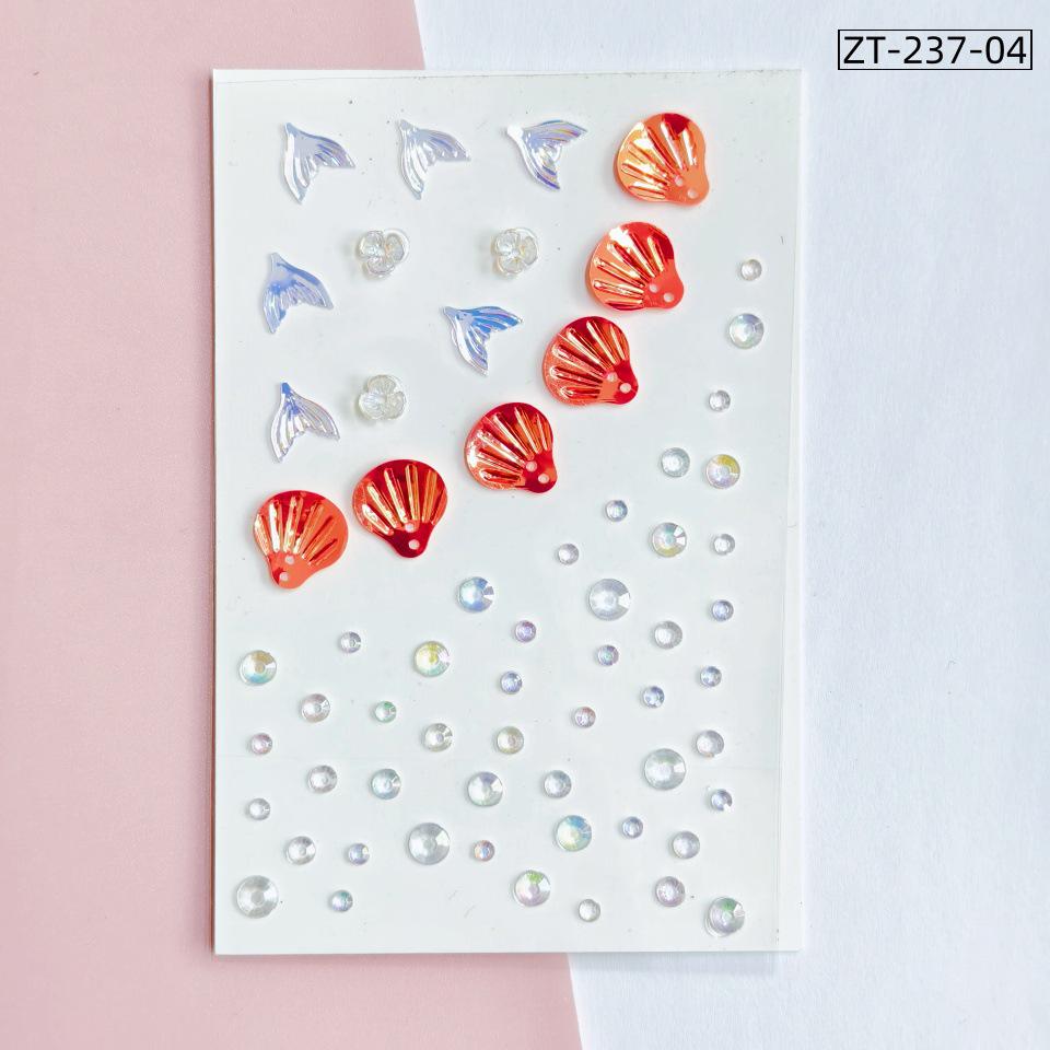 Наклейки на лицо со стразами «Принцесса-Русалка» для детей - Нетоксичные, с пайетками, дизайн «Хвост Ракушки» для сценического макияжа