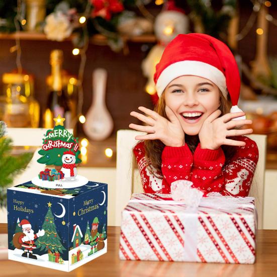 Christmas Money Box for Cash Gift Pull Surprise Money Holder with Snowman/Tree/Santa Card And 50 Pcs Transparent Bags for Home Party Favors