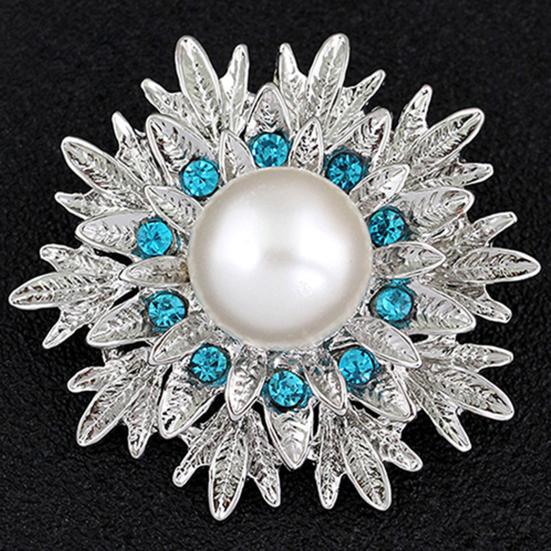 Breastpin Elegant Easy Matching Alloy Flower Faux Pearls Women Brooch Pin for Dating