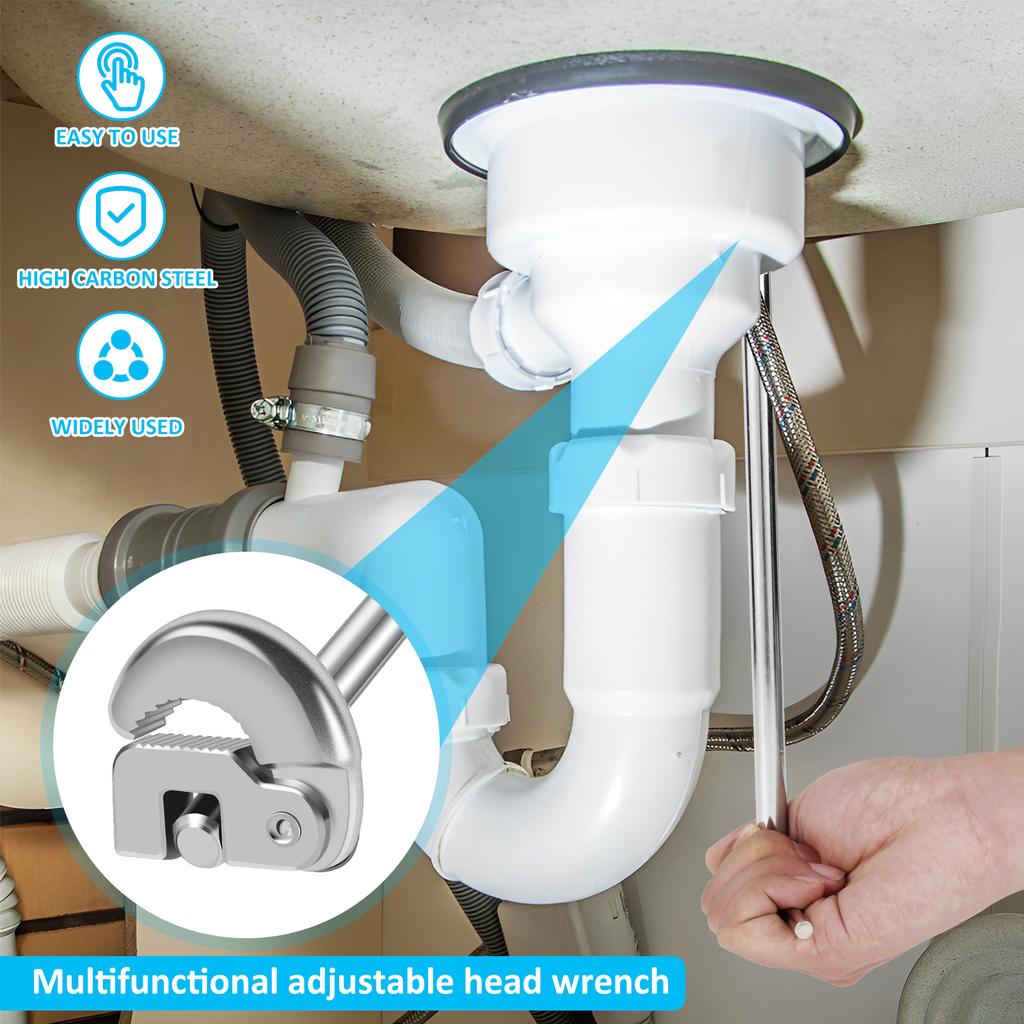 Multifunctional Basin Wrench, Adjustable Sink Faucet Wrench for Plumbing, Water Pipe, Under Sink Repair Tool