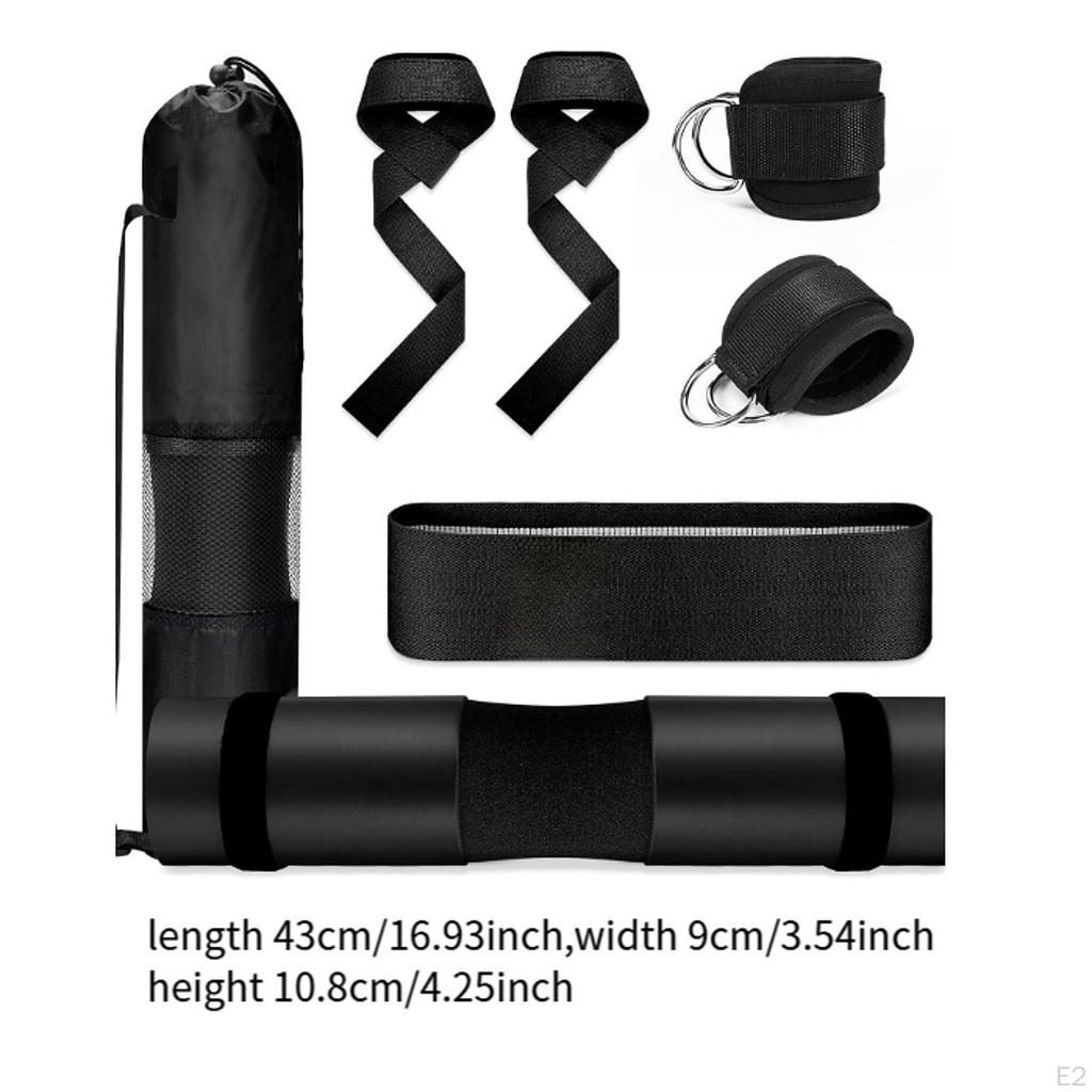 Barbell Squat Pad Set Non Slip Bar Cushion for Lunges Workout Weight Lifting Black