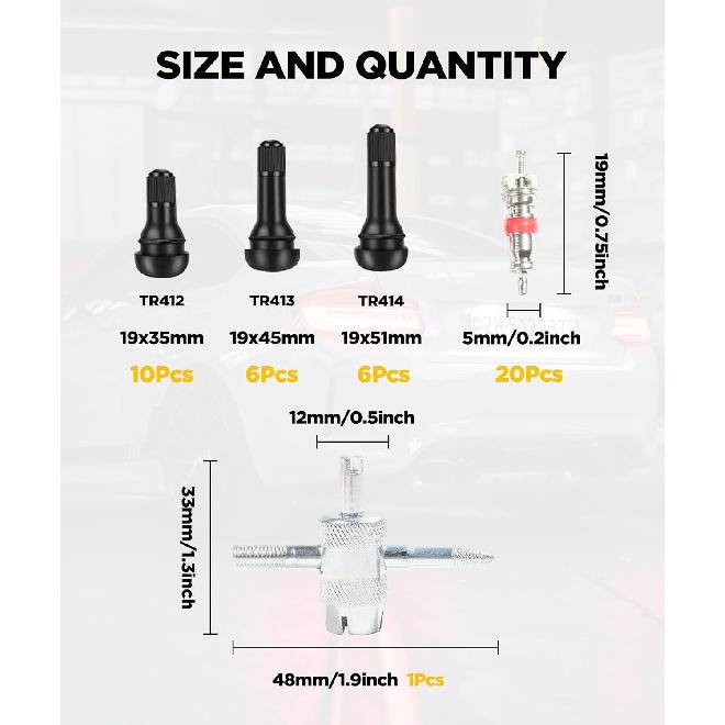 Tire Valve Stem Puller Tools Set,Includes Valve Stem Cores,4 Way Valve Core Remover,Single Head Tire Valve Core Remover,Valve Stem Taller, Tire