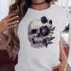 Maycaur Fashion Skull Flower Print Женская футболка Летняя повседневная женская футболка с коротким рукавом и круглым вырезом в стиле 90-х годов, женская футболка, топы